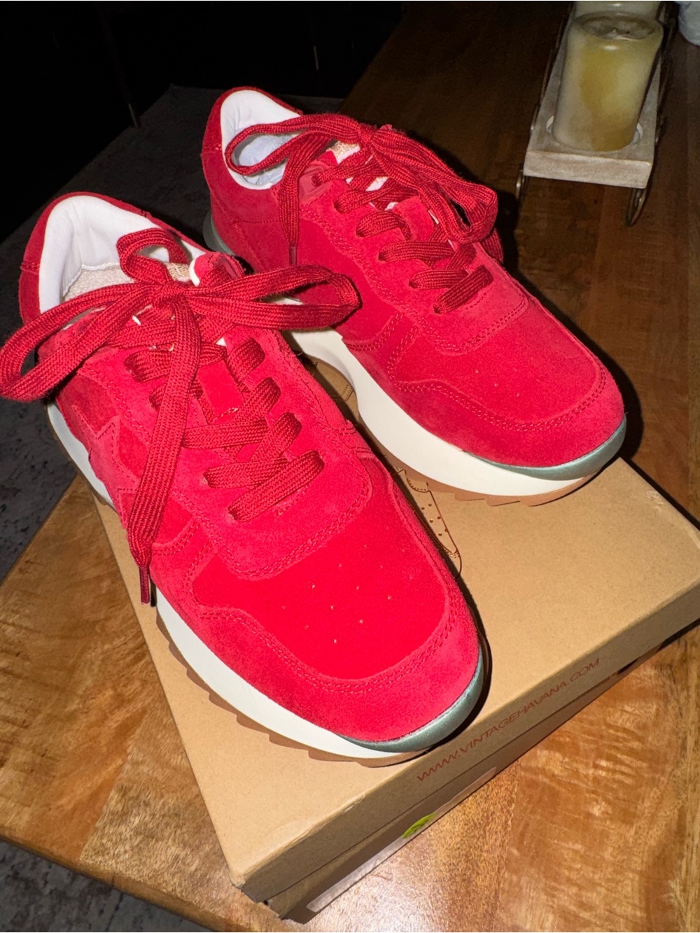 Vintage Havana Major Red Suede Platform Sneakers